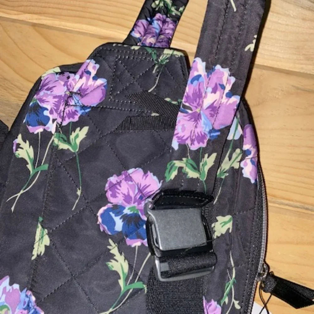 Vera Bradley Black and Purple Floral Crossbody Bag